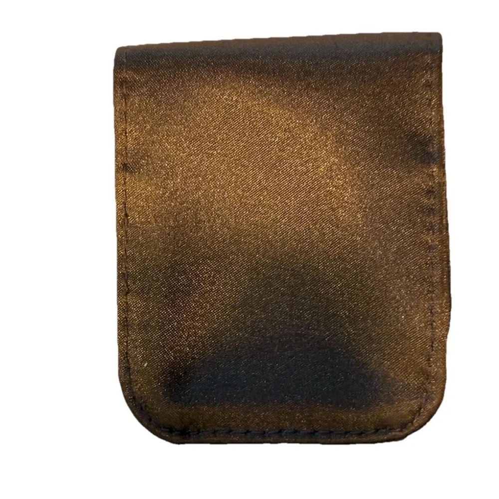 Earbud Case Sleek Shiny Bronze Brown Snap Closure